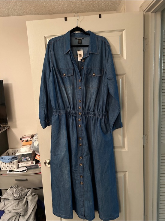 Ashley Stewart Dresses & Skirts - Ashley Stewart Blue Denim Maxi Shirt Dress